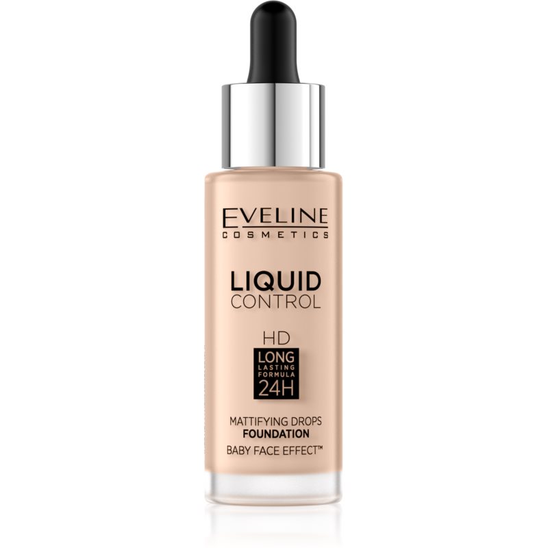 Eveline Cosmetics Liquid Control течен фон дьо тен с пипета цвят 03 Sand Beige 32 мл.