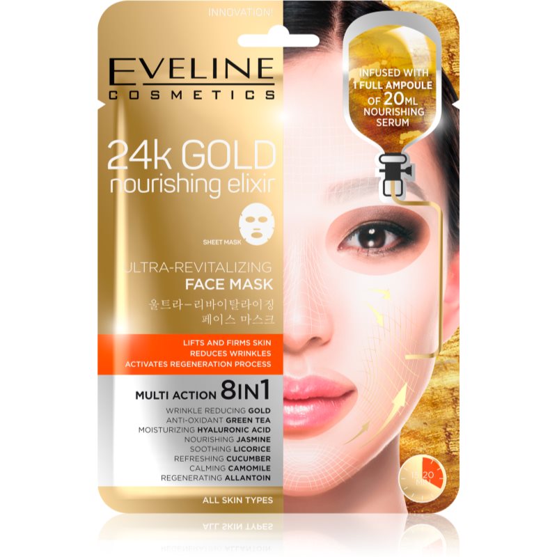Eveline Cosmetics 24k Gold Nourishing Elixir mascarilla con efecto lifting 1 ud