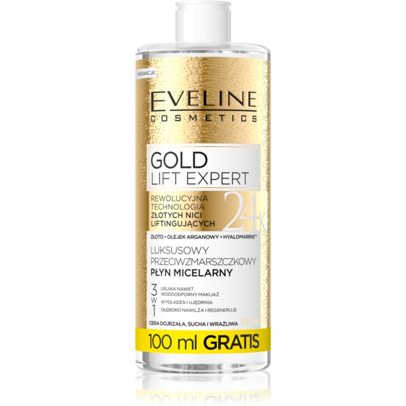 Eveline Cosmetics Gold Lift Expert reinigendes Mizellenwasser für reife Haut 500 ml