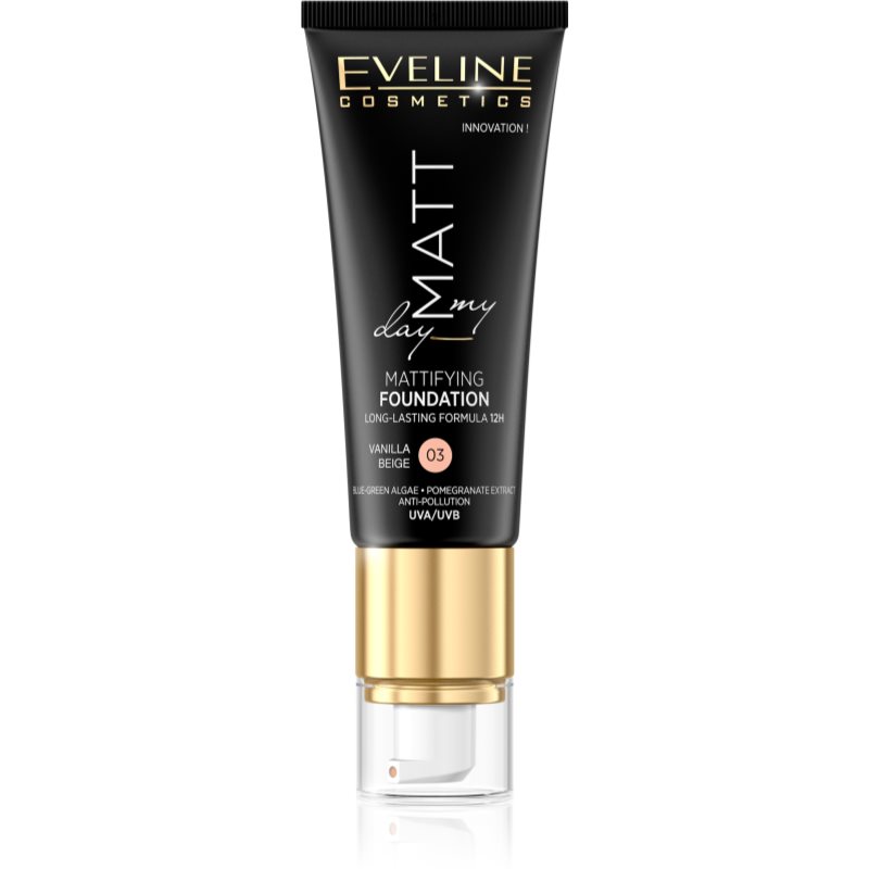 Eveline Cosmetics Matt My Day maquillaje de larga duración tono 03 Vanilla Beige 40 ml