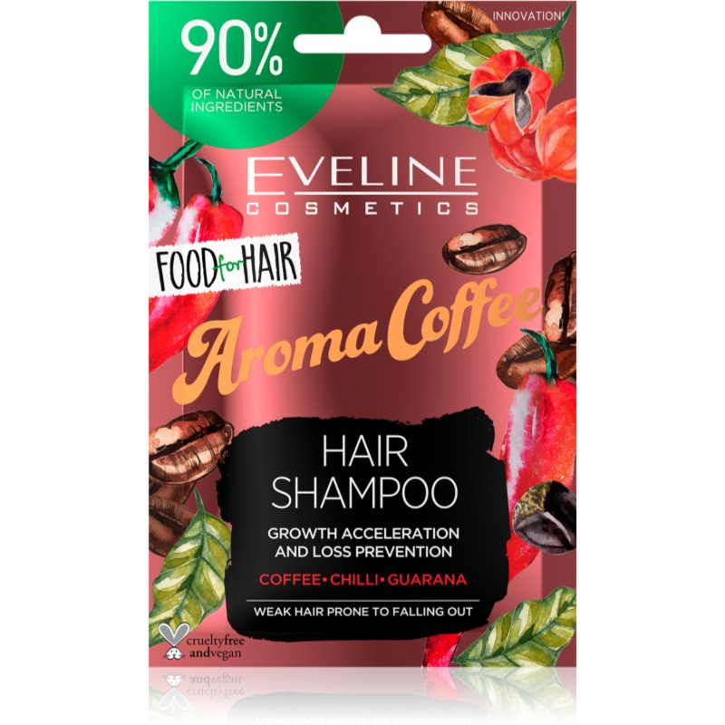 Eveline Cosmetics Food for Hair Aroma Coffee Stärkendes Shampoo für schwaches Haar mit Neigung zu Haarausfall 20 ml