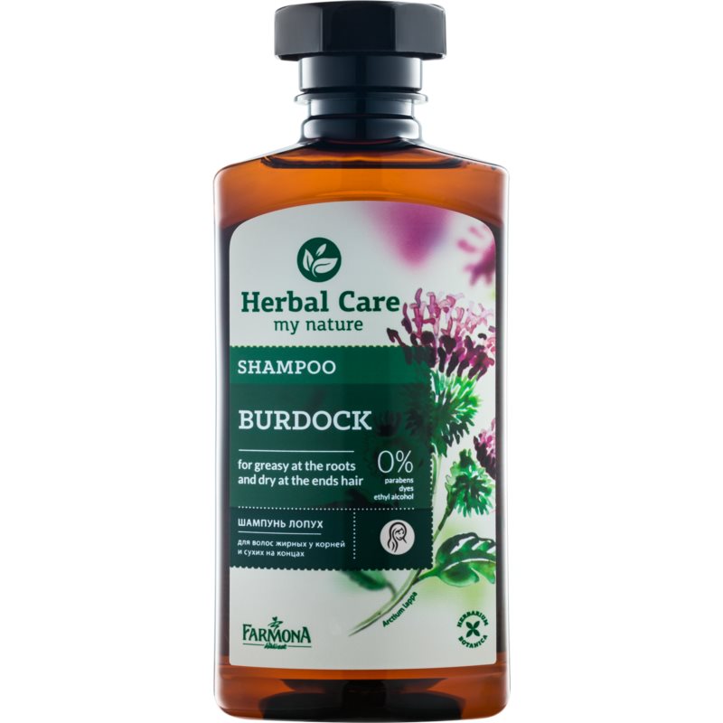 Farmona Herbal Care Burdock champô para couro cabeludo oleoso e pontas secas 330 ml