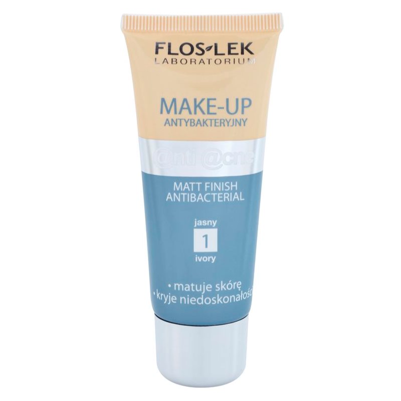 FlosLek Laboratorium Anti Acne base matificante para pele oleosa propensa a acne tom 1 Ivory 30 ml