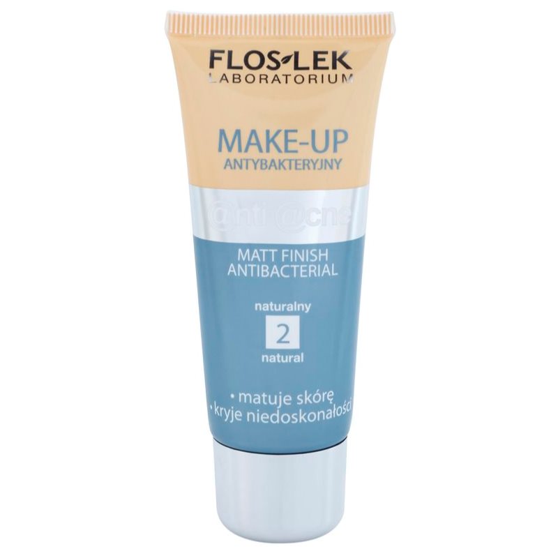 FlosLek Laboratorium Anti Acne mattierendes Foundation für fettige Haut mit Neigung zu Akne Farbton 2 Natural 30 ml