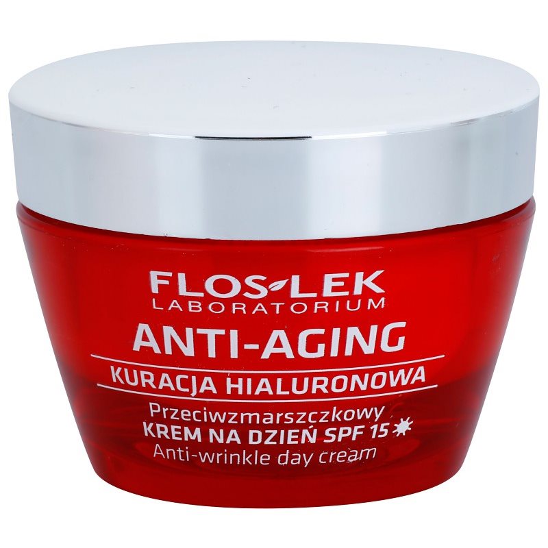 FlosLek Laboratorium Anti-Aging Hyaluronic Therapy дневен хидратиращ крем против стареене на кожата SPF 15 50 мл.
