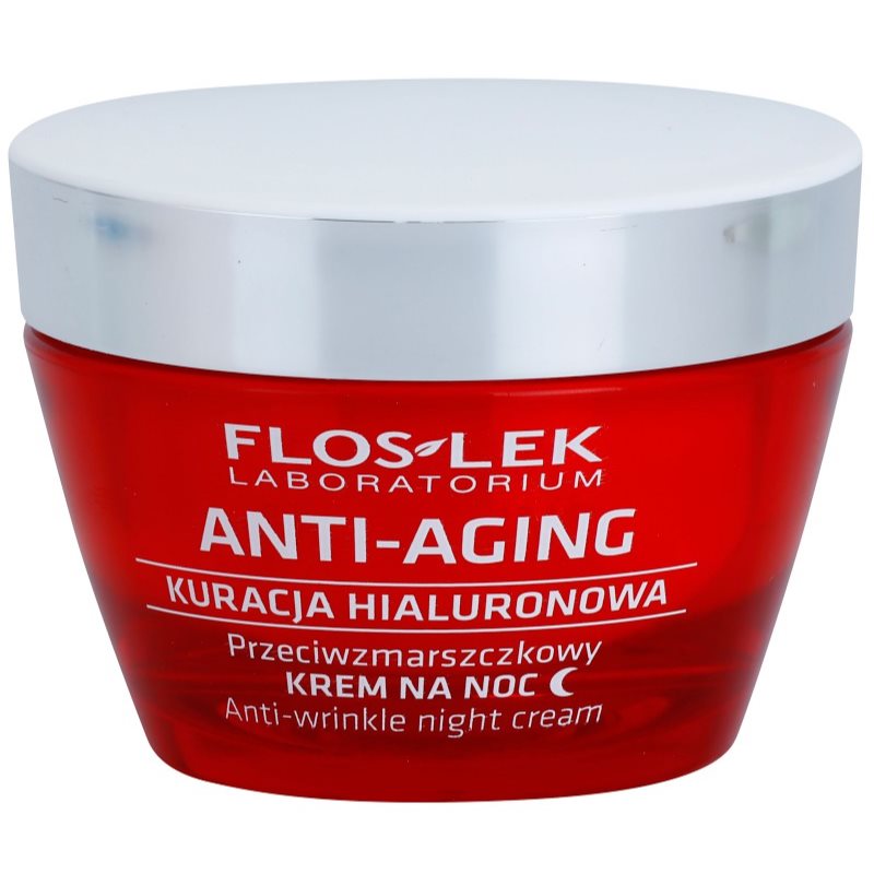 FlosLek Laboratorium Anti-Aging Hyaluronic Therapy нощен хидратиращ крем  с анти-бръчков ефект 50 мл.