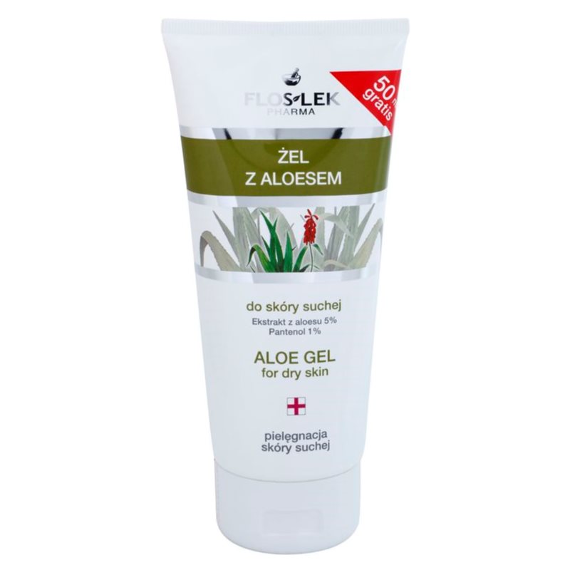 FlosLek Pharma Dry Skin Aloe Vera gel regenerare pentru fata si decolteu 200 ml