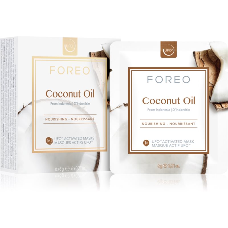 FOREO Farm to Face Coconut Oil дълбоко подхранваща маска 6 x 6 гр.