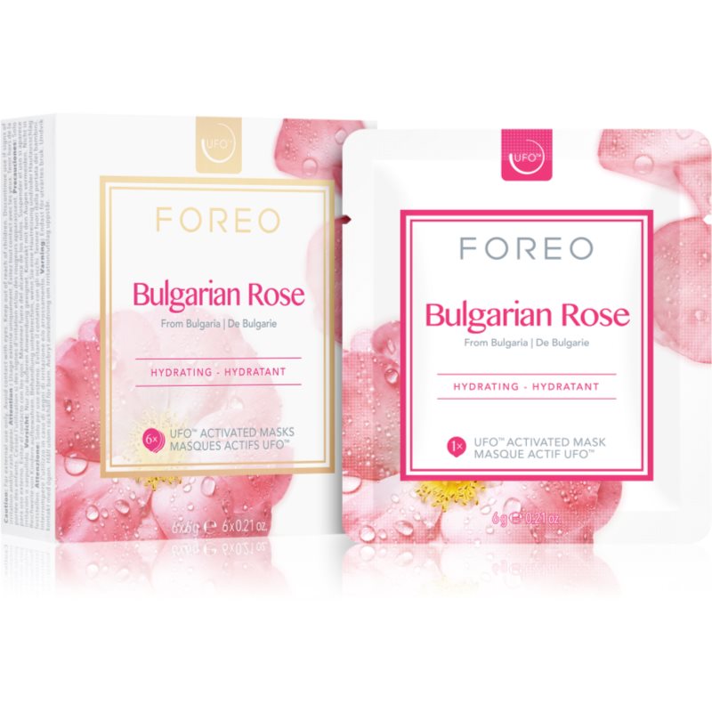 FOREO Farm to Face Bulgarian Rose hydratační maska 6 x 6 g