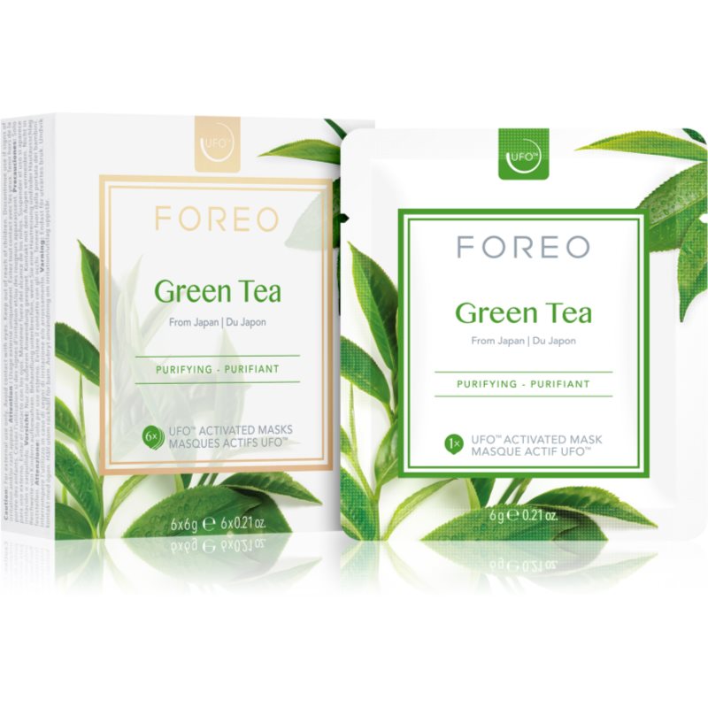 FOREO Farm to Face Green Tea освежаваща и успокояваща маска 6 x 6 гр.