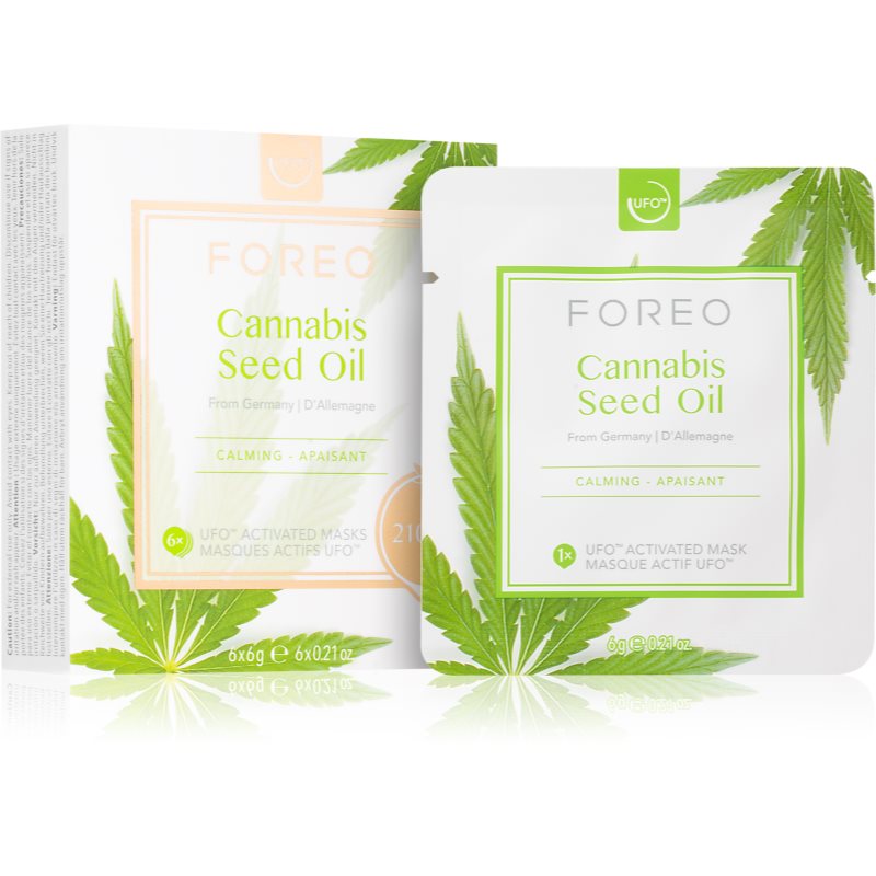 FOREO UFO™ Cannabis Seed Oil mascarilla calmante con aceite de cáñamo 6 x 6 g