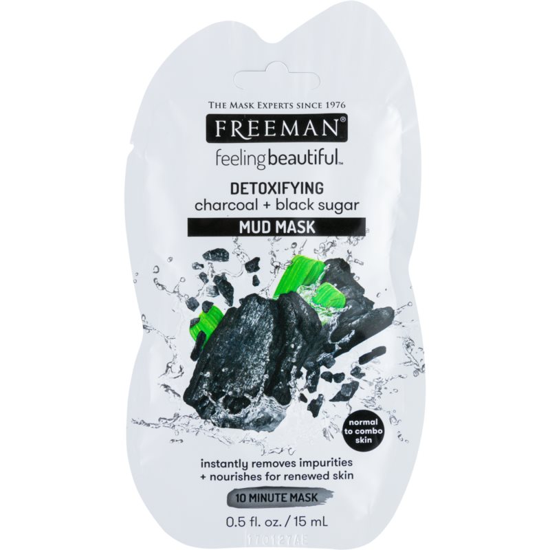 Freeman Feeling Beautiful máscara de lama negra para pele normal a mista Charcoal & Black Sugar  15 ml