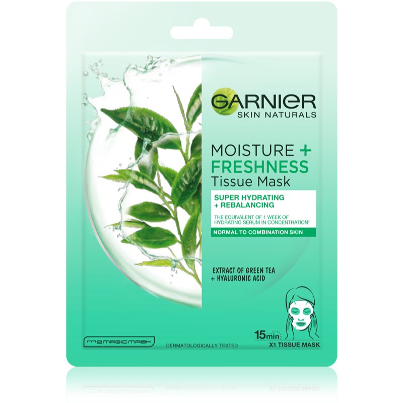 Garnier Skin Naturals Moisture+Freshness extra feuchtigkeitsspendende reinigende Textil-Maske für normale Haut und Mischhaut 28 g