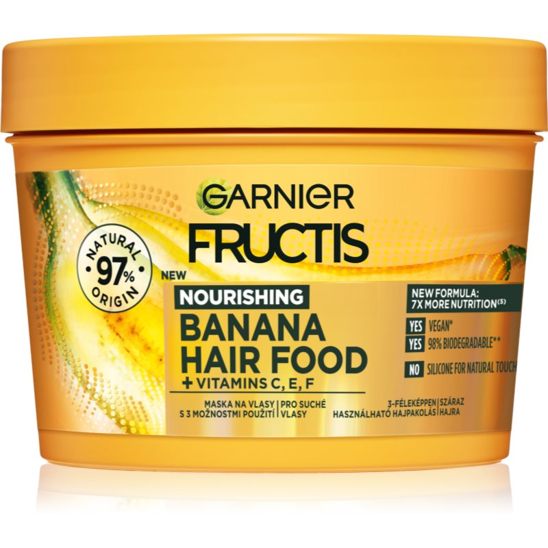 Garnier Fructis Banana Hair Food tápláló hajpakolás száraz hajra 390 ml