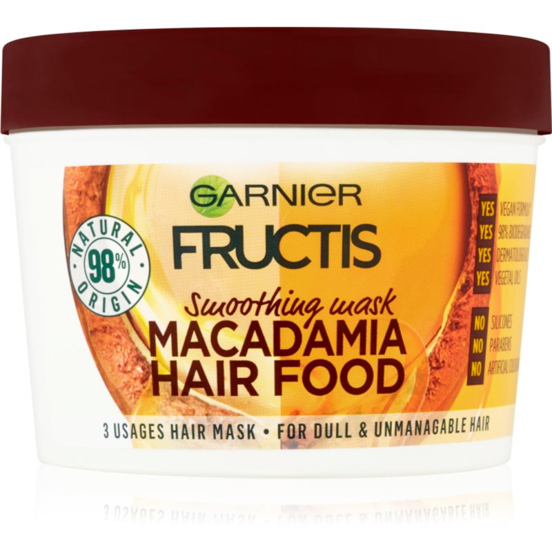 Garnier Fructis Macadamia Hair Food glättende Maske für ungezähmtes Haar 390 ml