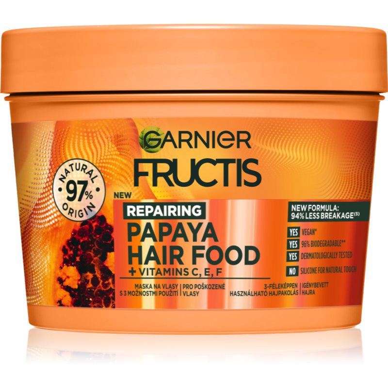 Garnier Fructis Papaya Hair Food hajpakolás töredezett, károsult hajra 390 ml