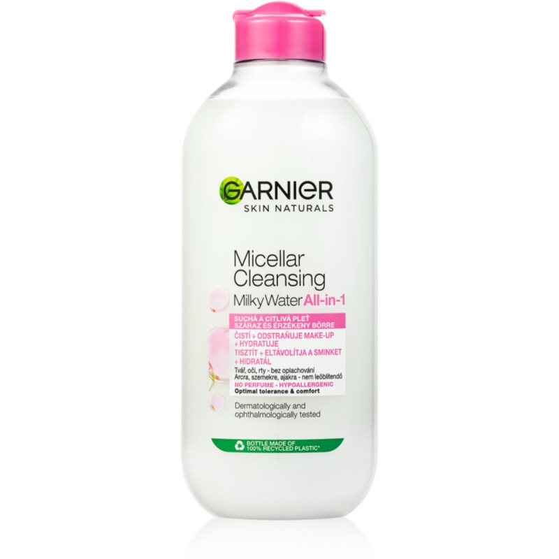 Garnier Skin Naturals micelární voda s obsahem hydratačního mléka pro suchou a citlivou pokožku 400 ml