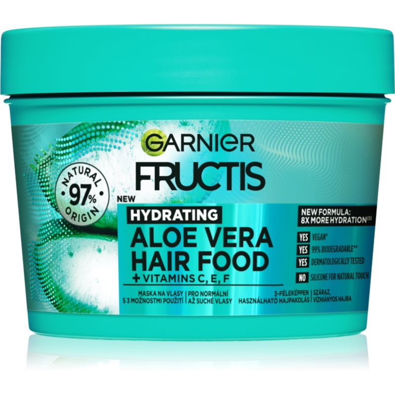 Garnier Fructis Aloe Vera Hair Food Hydratisierende Maske Für normales bis trockenes Haar 390 ml