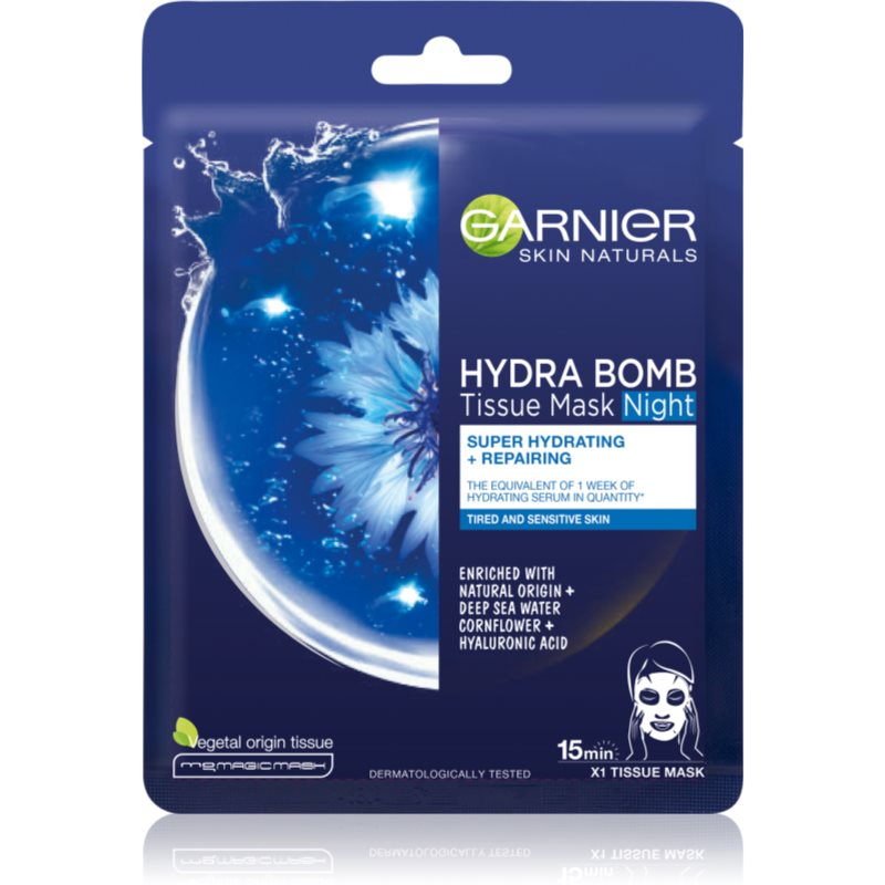 Garnier Skin Naturals Hydra Bomb maska odżywcza w płacie na noc 28 g