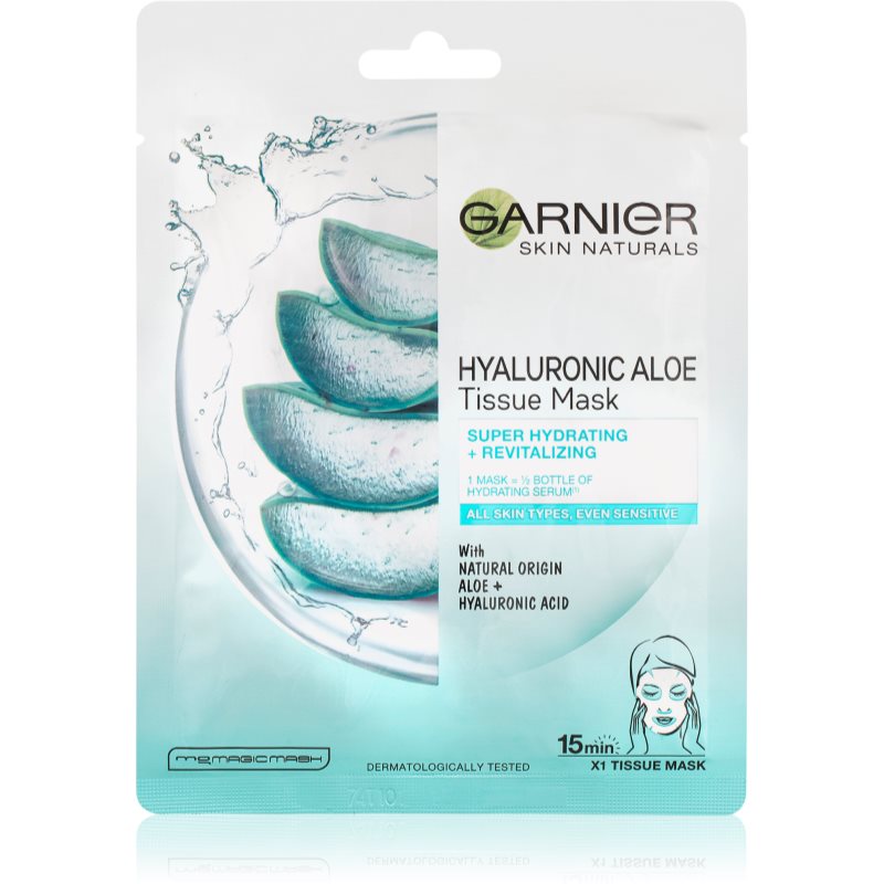 Garnier Skin Naturals Hyaluronic Aloe Máscara em folha com efeito hidratante 28 g