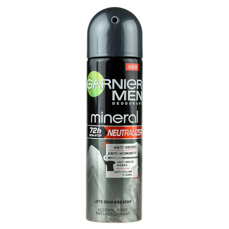 Garnier Men Mineral Neutralizer spray anti-perspirant impotriva petelor albe 72h  150 ml
