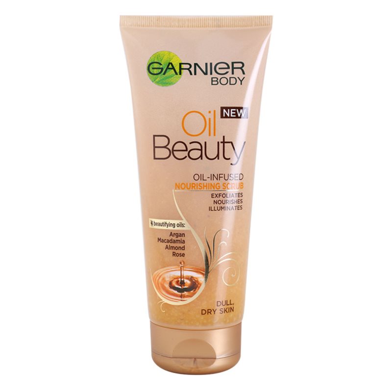Garnier Oil Beauty exfoliante corporal nutritivo a base de aceite para pieles secas 200 ml