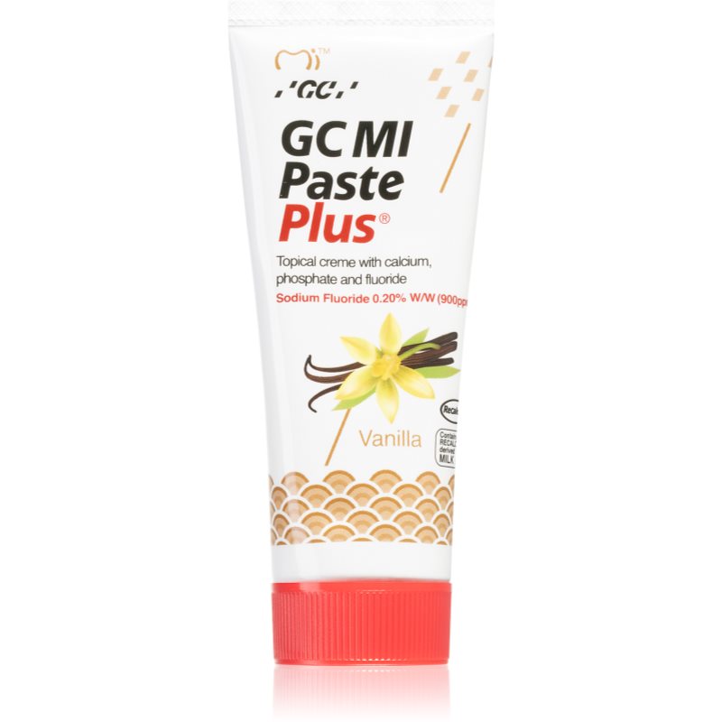 GC MI Paste Plus реминализиращ защитен крем за чувствителни зъби с флуорид вкус Vanilla 35 мл.