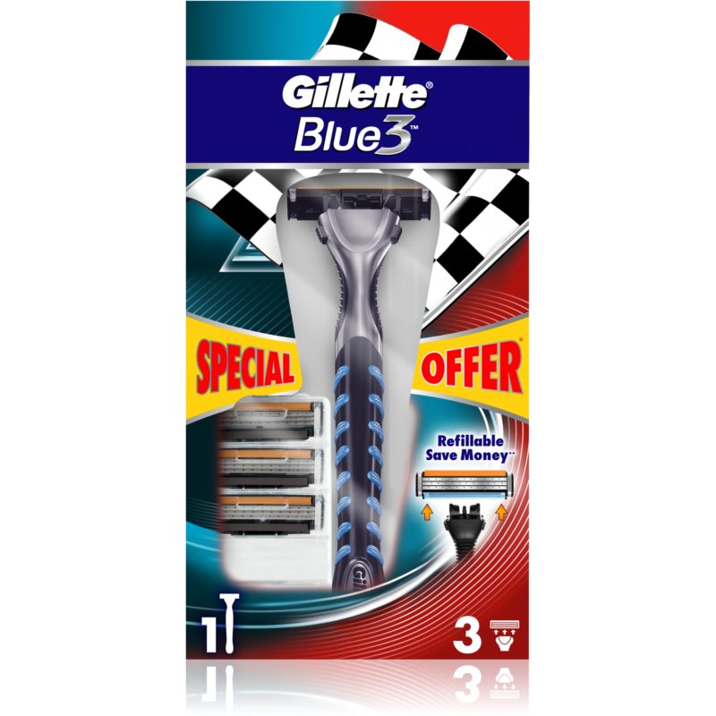 Gillette Blue 3 máquina de depilar + refil de 3 lâminas 4 un.