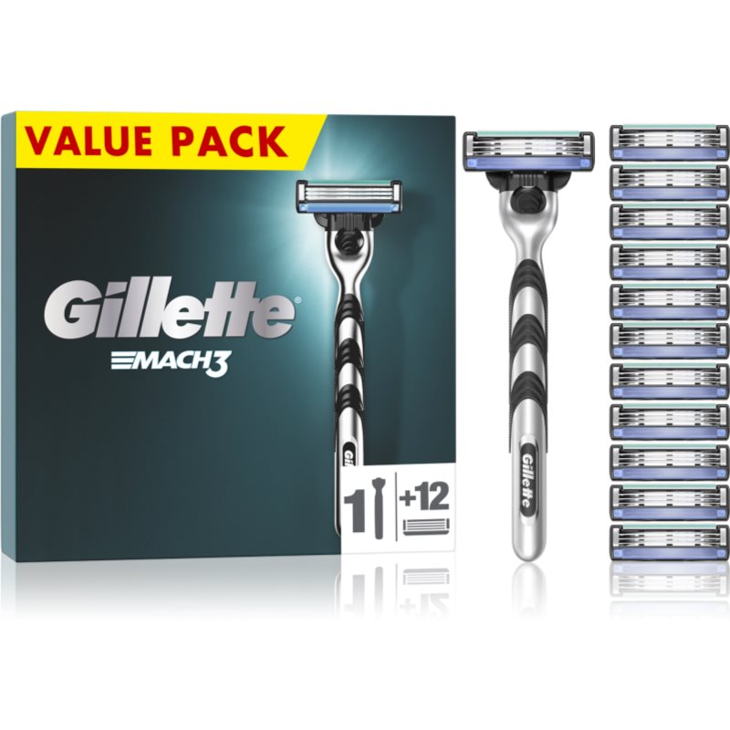 Gillette Mach3 maszynka do golenia + ostrza wymienne 12 szt.