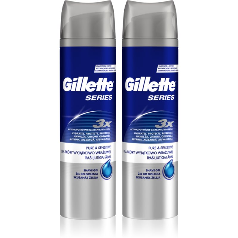 Gillette Series Pure & Sensitive gel de barbear para homens 2 x 200 ml