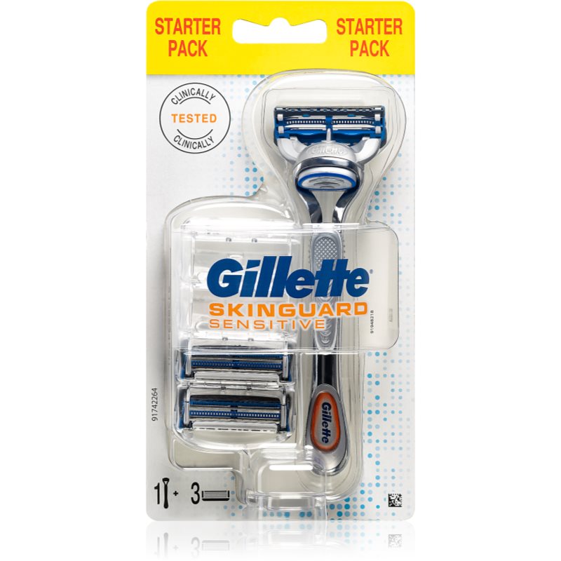 Gillette Skinguard  Sensitive maquinilla de afeitar para pieles sensibles  + recambios de cuchillas 3 uds