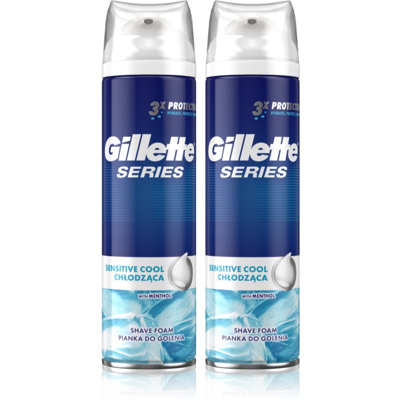 Gillette Series Sensitive Cool Rasierschaum für Herren 2 x 250 ml