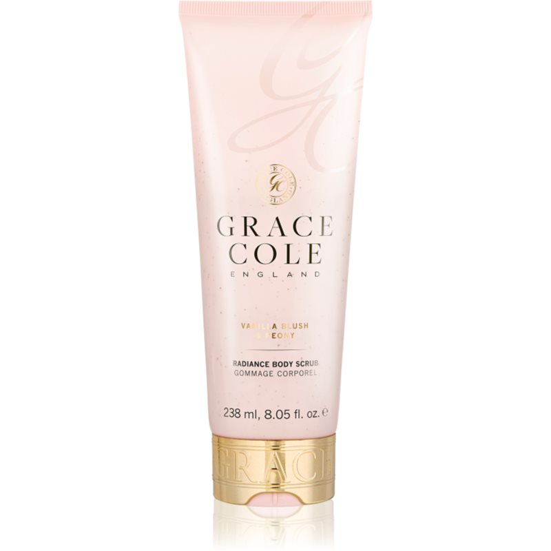 Grace Cole Vanilla Blush & Peony exfoliant pentru corp cu efect de iluminare 238 ml
