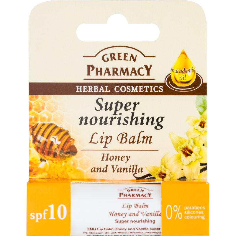 Green Pharmacy Lip Care bálsamo labial nutritivo SPF 10 sem silicones, parabenos e corantes 3,6 g