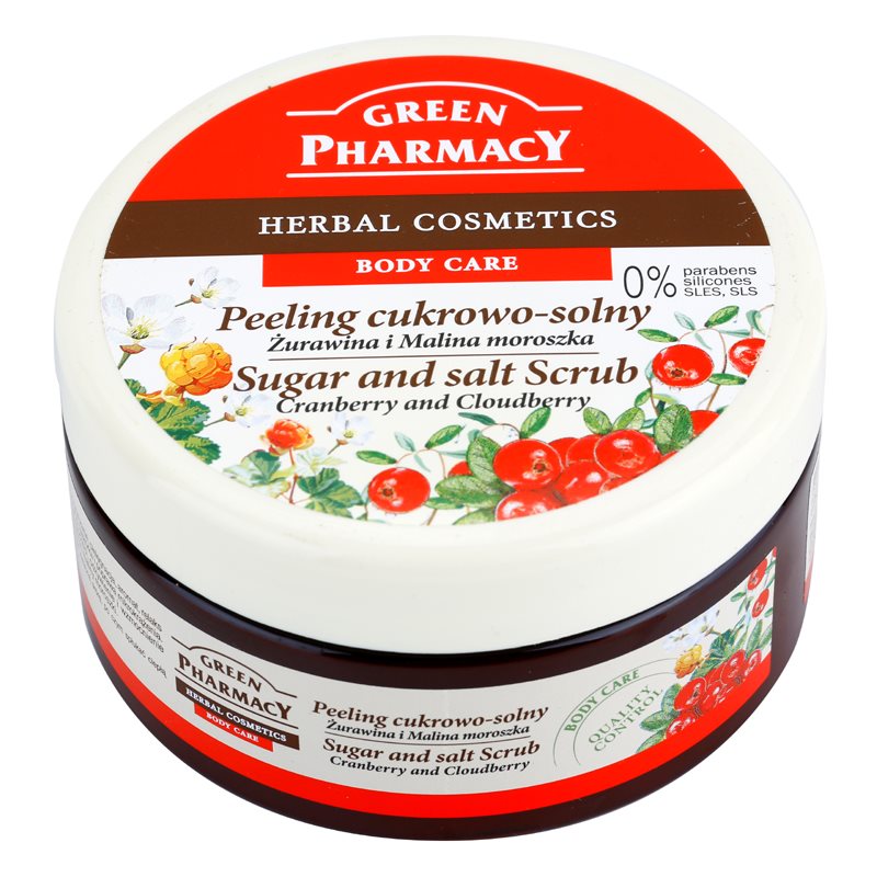 Green Pharmacy Body Care Cranberry & Cloudberry peeling cu zahar si sare 300 ml