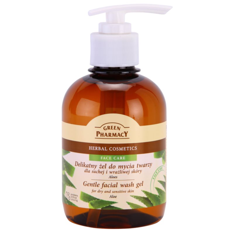 Green Pharmacy Face Care Aloe gel limpiador suave para pieles sensibles y secas 270 ml
