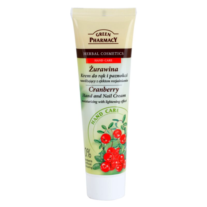 Green Pharmacy Hand Care Cranberry crema hidratante para manos y uñas con efecto iluminador 100 ml