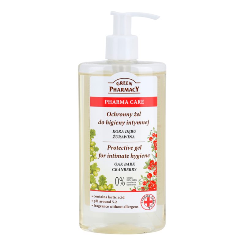 Green Pharmacy Pharma Care Oak Bark Cranberry gel protetor para higiene íntima 300 ml