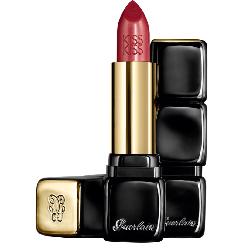 GUERLAIN KissKiss Shaping Cream Lip Colour Кремообразно червило със сатенено покритие цвят 320 Red Insolence 3,5 гр.