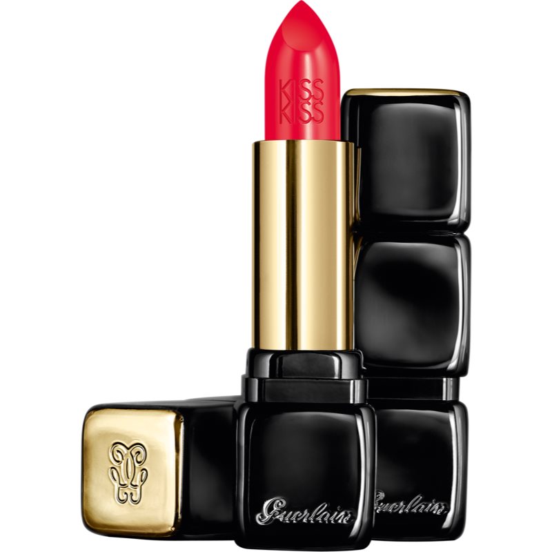 GUERLAIN KissKiss Shaping Cream Lip Colour Кремообразно червило със сатенено покритие цвят 329 Poppy Red 3,5 гр.