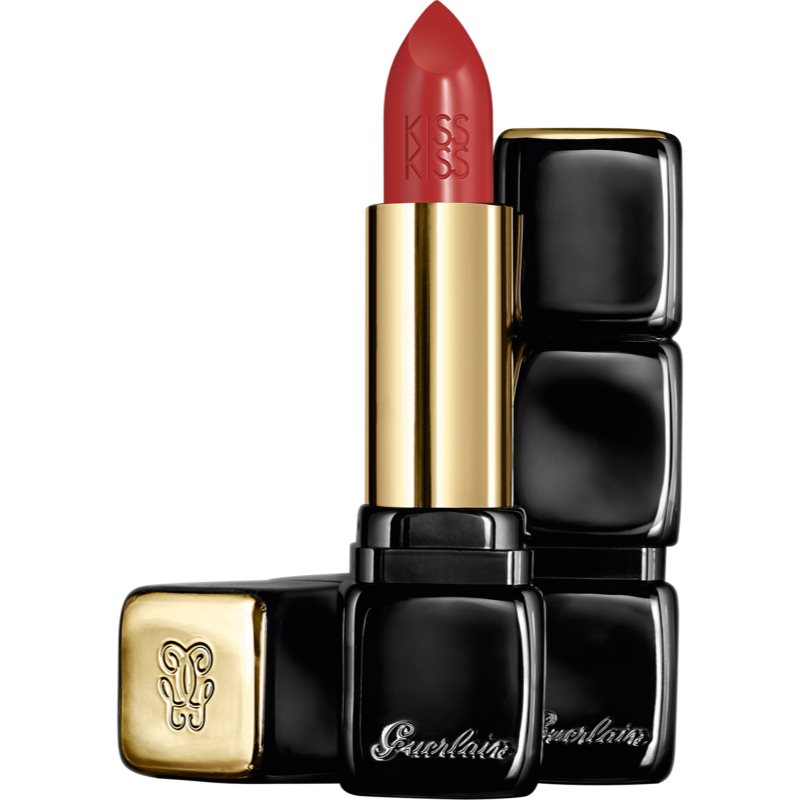 GUERLAIN KissKiss Shaping Cream Lip Colour Кремообразно червило със сатенено покритие цвят 330 Red Brick 3,5 гр.