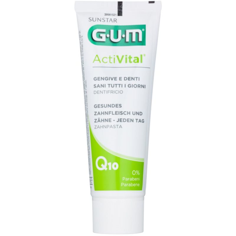 G.U.M Activital Q10 dentrífico para proteção completa de dentes e hálito fresco 75 ml