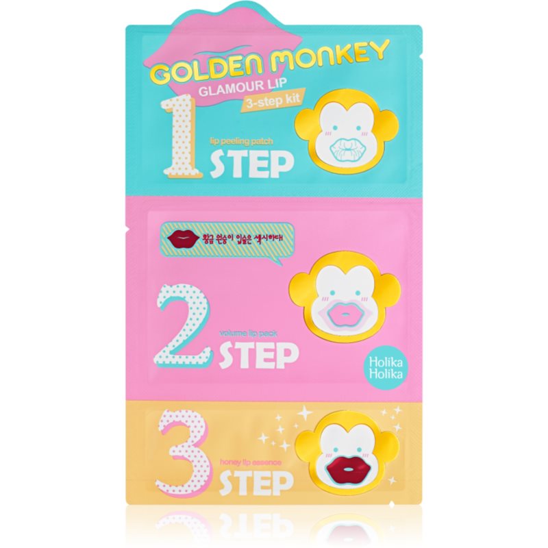 Holika Holika Golden Monkey Máscara hidratante para os lábios 3 un.