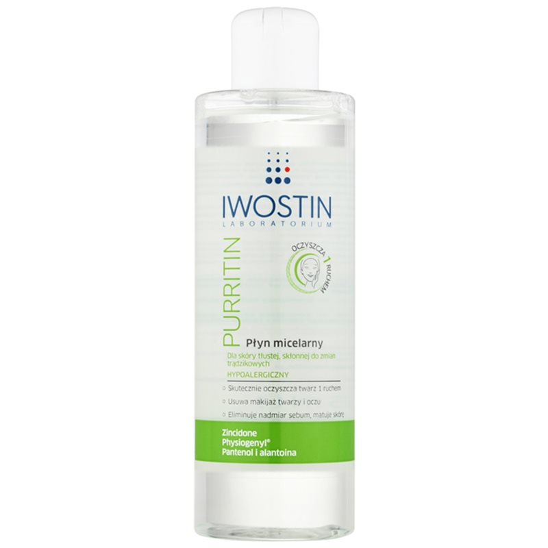 Iwostin Purritin agua micelar limpiadora para pieles grasas con tendencia acnéica 215 ml