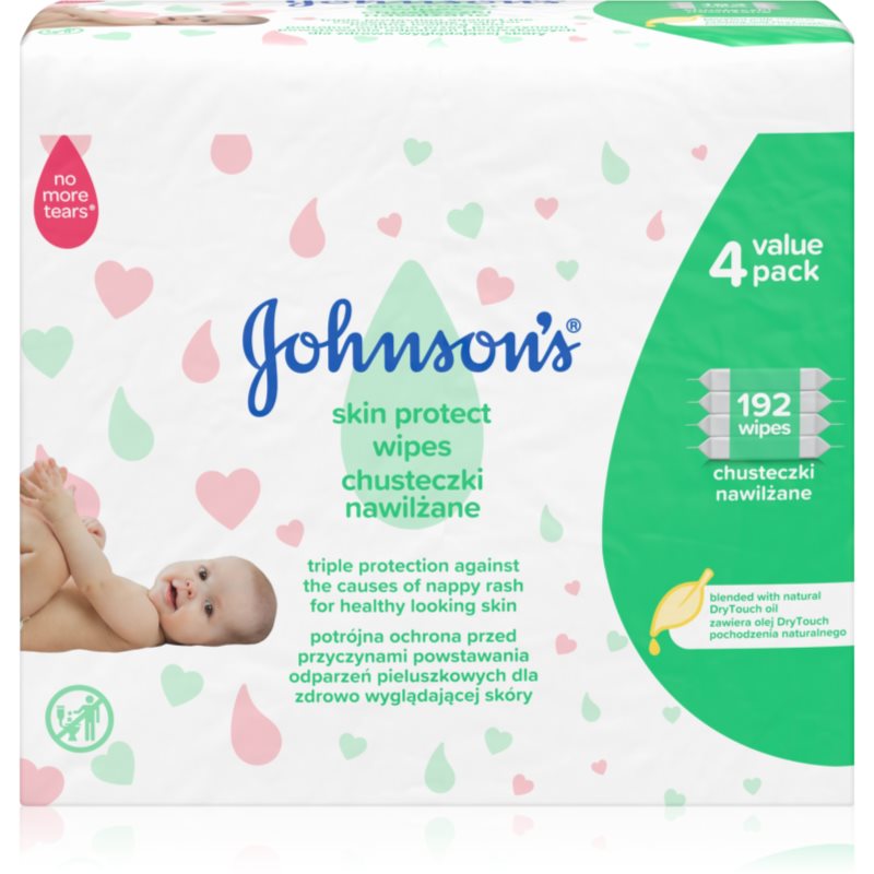 Johnson's® Skin Protect toallitas húmedas suaves para bebés 192 ud