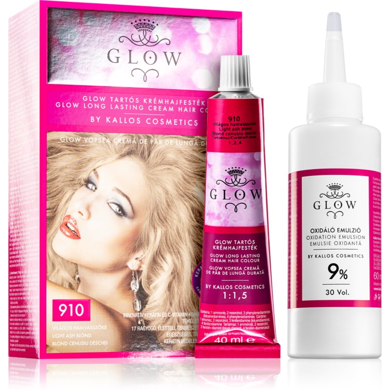 Kallos Glow permanentní barva na vlasy odstín 910 Light Ash Blond