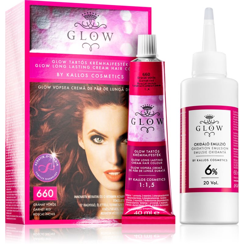 Kallos Glow permanentní barva na vlasy odstín 660 Garnet Red