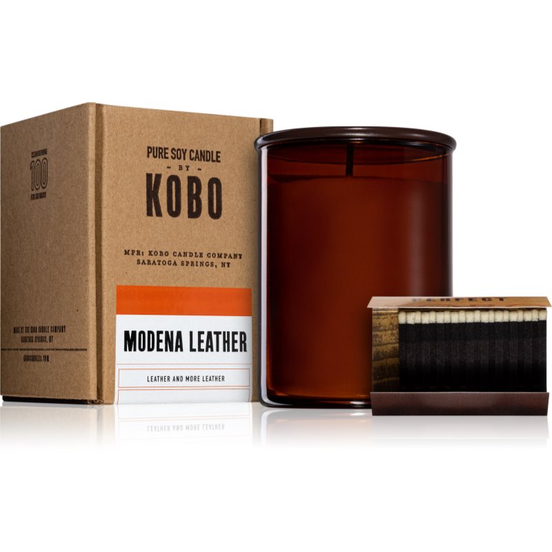 KOBO Woodblock Modena Leather ароматна свещ 425 гр.