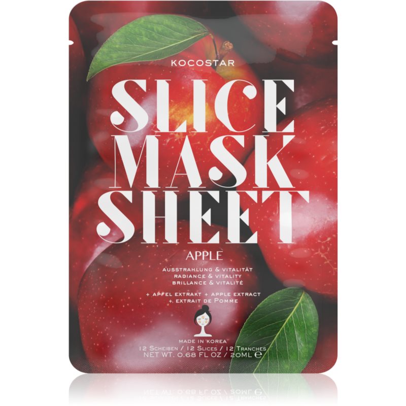 KOCOSTAR Slice Mask Sheet Apple платнена маска за озаряване и виталитет на кожата 20 мл.