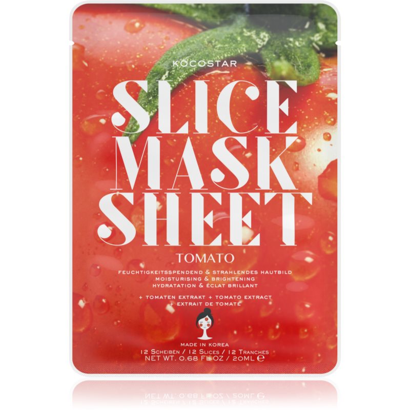 KOCOSTAR Slice Mask Sheet Tomato платнена маска с озаряващ и хидратиращ ефект 20 мл.